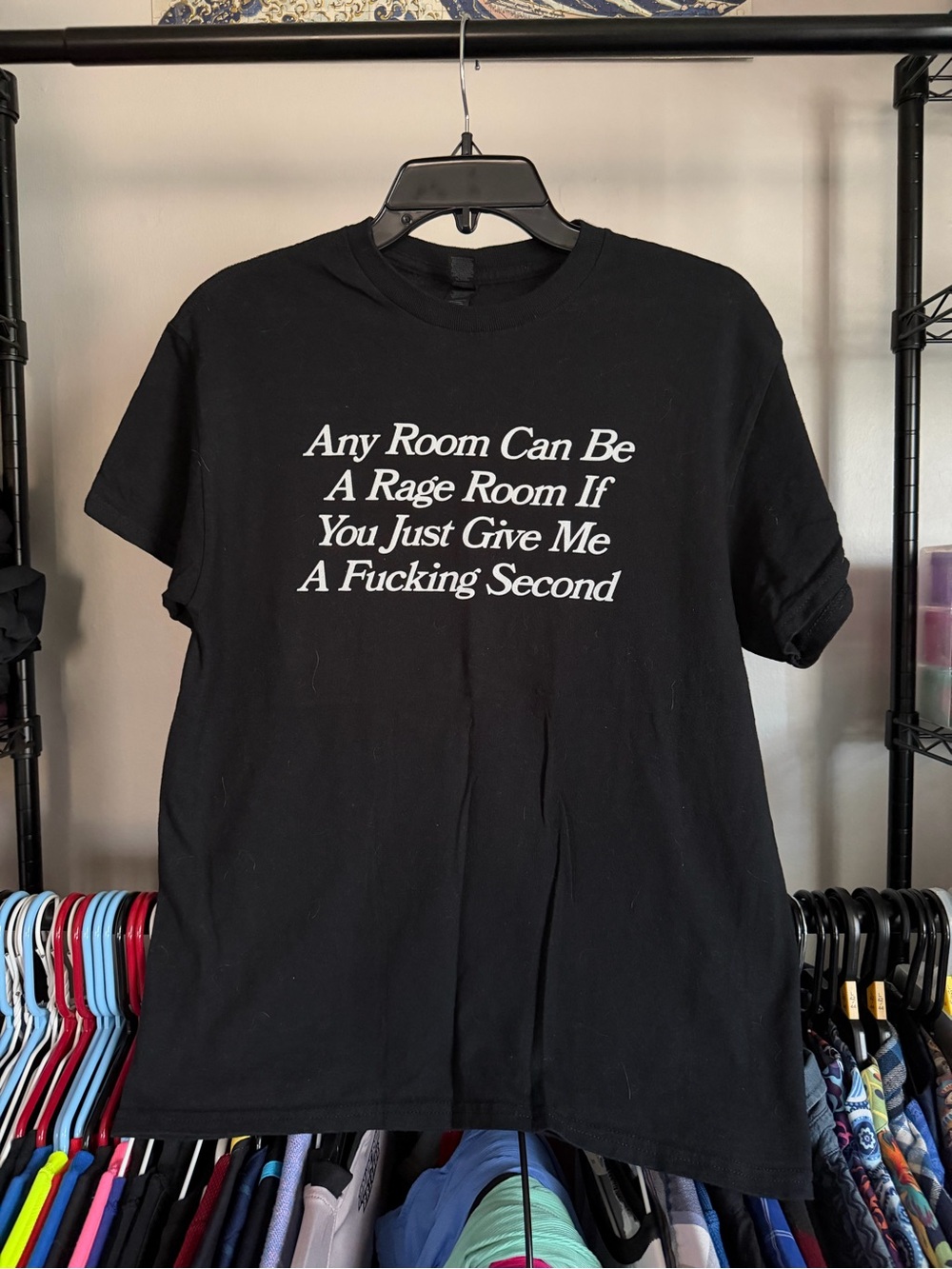 Black Graphic Tee with White Text